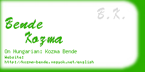 bende kozma business card